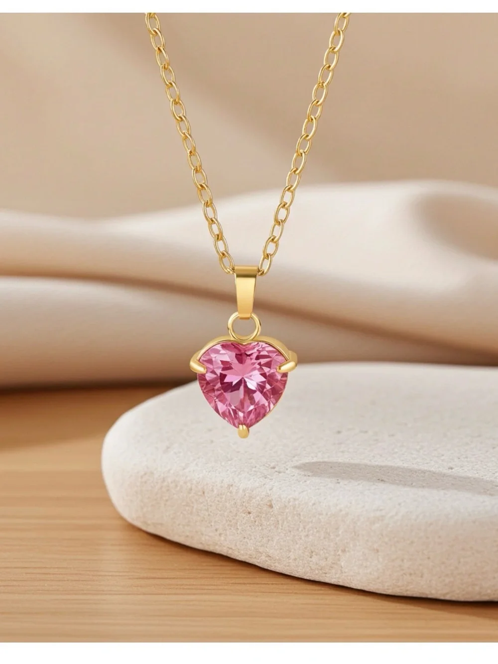 18K Gold Plated The Pink Heart Necklace